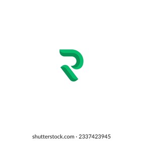 Plantilla de diseño de logotipo de carta R. Logo de la carta 3D colorida.