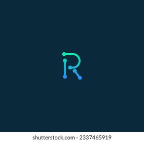 Plantilla de diseño de logotipo de carta R. Logo de la carta de tecnología R.