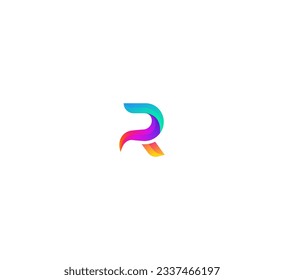 Letter R logo design template. 3D Colorful R letter logo.