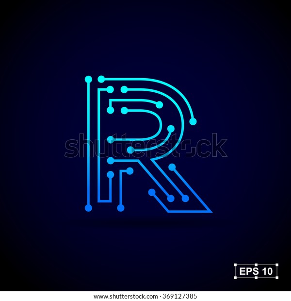文字rのロゴデザインテンプレート テクノロジーの抽象的なドット接続のクロスベクター画像ロゴアイコン丸のロゴタイプ のベクター画像素材 ロイヤリティフリー