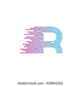 Letter R logo design template,technology,electronics,digital,logotype