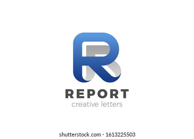Letter R Logo design vector template Ribbon Font style Typography.