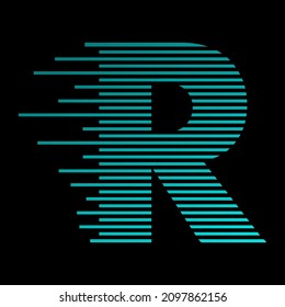 Plantilla vectorial de diseño del logotipo de la letra R, movimiento de tecnología de velocidad rápida, símbolo de energía rápida. Este logotipo es adecuado para tecnología digital.