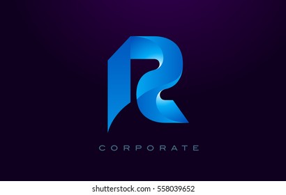 Letter R Logo. R Letter Design Vector with Blue Colors and Flat Design.