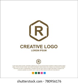 letter r, r logo, r letter design. word type logo.  abstract. The logo comes from a hexagon. vector.