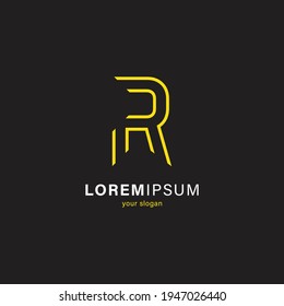 Letter R logo design with yellow color. Monogram R logo template