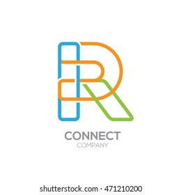 Letter R Logo Design.Linked shape square symbol