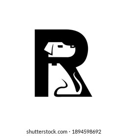 letter R logo with dog shape vector illustration