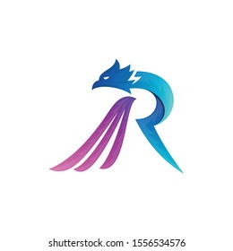Letter R logo from the eagle bird, initial letter R logo, eagle logo