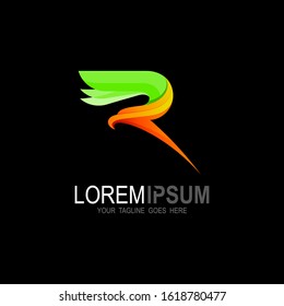Letter R logo and eagle design combination