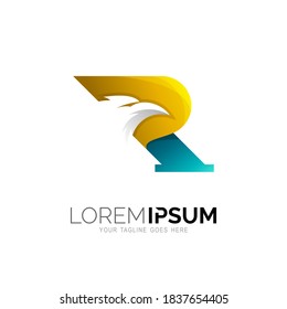 Letter R logo and eagle design combination