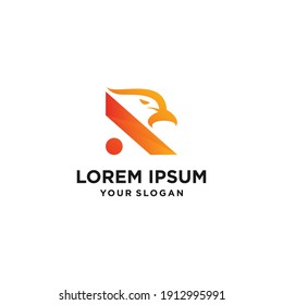 letter r logo with eagle head shape style. premium vector