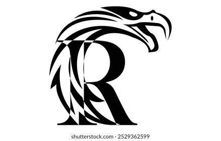  Letter R logo with eagle head in minimalist style