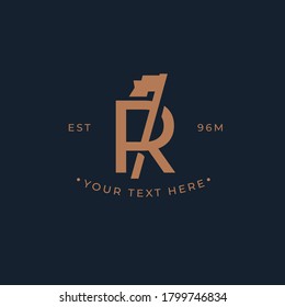 Letter R logo with flag. creative minimal monogram symbol. Universal elegant vector sign design. Premium business logotype. Graphic alphabet symbol for corporate business identity