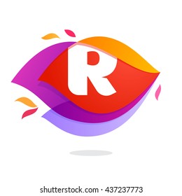 Letter R logo in flame intersection icon. Colorful vector letter for app icon, corporate identity, card, labels or posters.