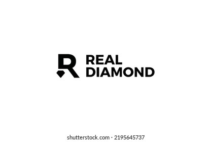 Letter R logo formed diamond symbol in black and white color