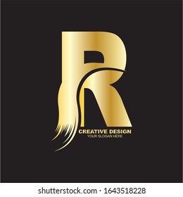 Letter R Logo. Gold Letter Design Vector Golden Luxury Colors
