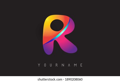 Letter R logo with gradient color design. Business card templates. Colorful rounded vector illustration with R letter.
