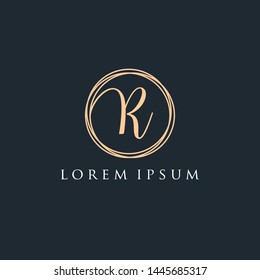 Letter R Logo, handwriting template , circle concept - Vector