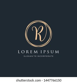 Letter R Logo, handwriting template , circle concept - Vector