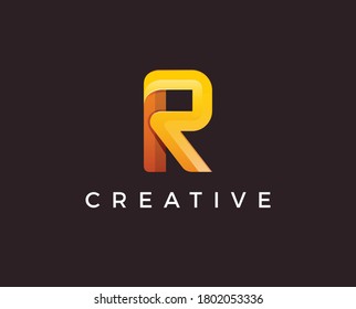 Elementos de la plantilla de diseño de iconos de logotipo R de carta