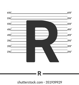 Letter R logo icon design . Concept white police lineup or mugshot vector background
