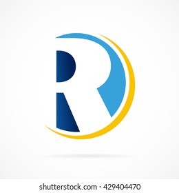 Letter R logo icon design template elements on shape circle