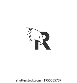 Letter R logo icon with falcon head design symbol template vector