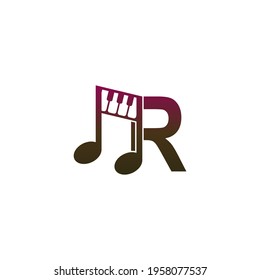 Letter R logo icon with musical note design symbol template vector