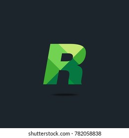Letter R Logo icon. polygon pattern text. Geometric texture.  Vector element.
