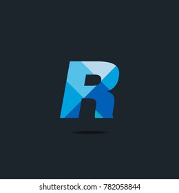 Letter R Logo icon. polygon pattern text. Geometric texture.  Vector element.
