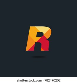 Letter R Logo icon. polygon pattern text. Geometric texture.  Vector element.