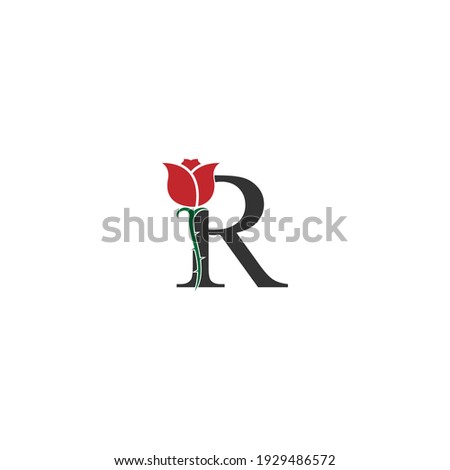 Letter R logo icon with rose design vector illustration