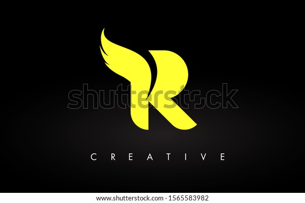 Letter R Logo Icon Yellow Colors Stock Vector Royalty Free
