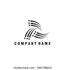 Letter R logo illustration black spiral design vector template