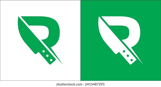 Letter R Logo, Knife Logo, Design for Restaurant