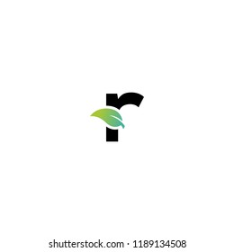Letter r logo with leaf element, Arbor Day. Ecology concept