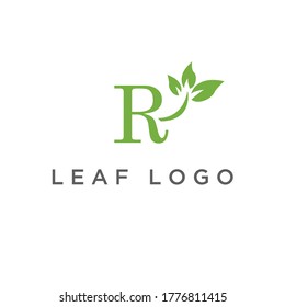 Letter R logo and leaves for medical health