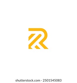 Letter R Logo line initial, Flat Vector yellow