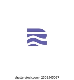 Letter R Logo line initial, Flat Vector Logo Design Template simple abstract purple