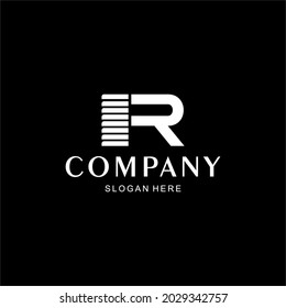letter R logo with lines. vector image of letter R abstract line.