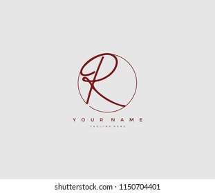 Letter R Logo Manual Elegant Minimalist Signature Logotype