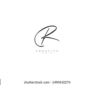 Letter R Logo Manual Elegant Minimalism Sign Vector