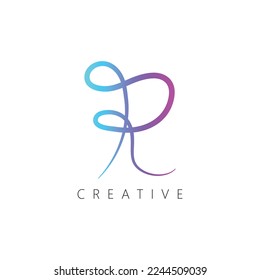 Letter R Logo Manual Elegant Minimalist Signature Logotype