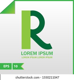 Letter R Logo modern green color for the business, icon or font .  Letter R Design Vector. isolated on the gray gradien background 