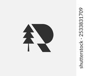 Letter R logo, modern nature architecture, simple, one color.