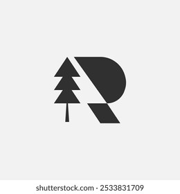 Letra R logo, arquitetura moderna da natureza, simples, uma cor.