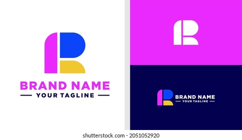 LETTER R LOGO MONOGRAM GEOMETRIC SHAPE EDITABLE