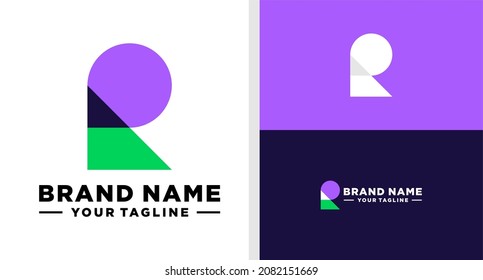 LETRA R LOGO MONOGRAM GEOMETRIC MODERNO EDITABLE