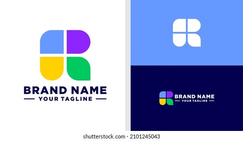 LETTER R LOGO MONOGRAM GEOMETRIC SIMPLE EDITABLE
